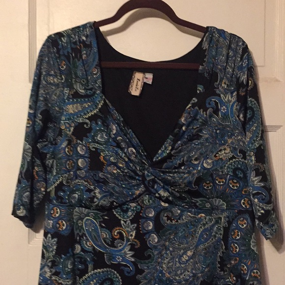 Lucie Lu paisley green and blue dress 1x - Picture 2 of 4